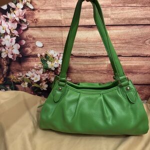 Alfred Dunner Green Faux Leather Shoulder Bag NWT Satchel Purse